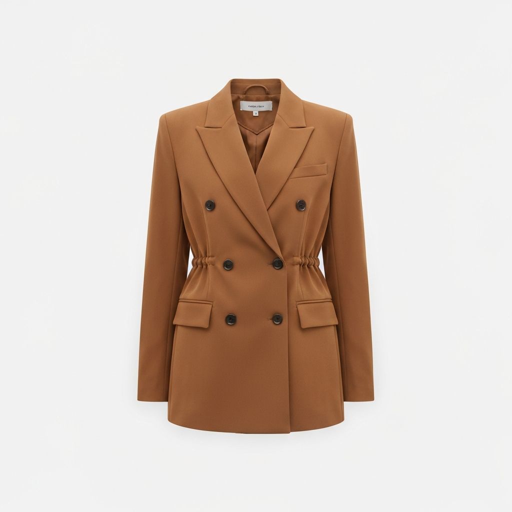 SourceUnknown Nangy Double Breasted Cinched Blazer, Pecan